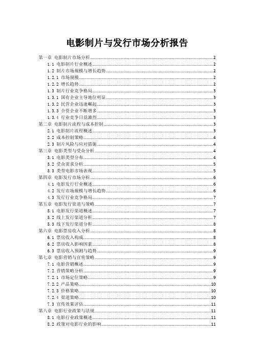 电影制片与发行市场分析报告