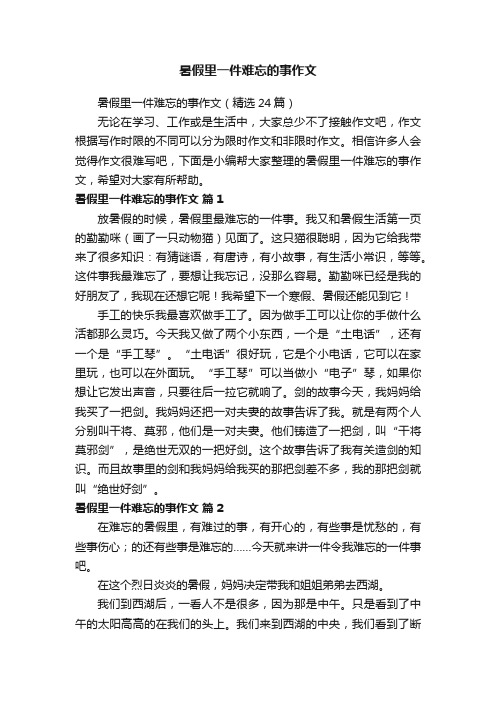 暑假里一件难忘的事作文（精选24篇）