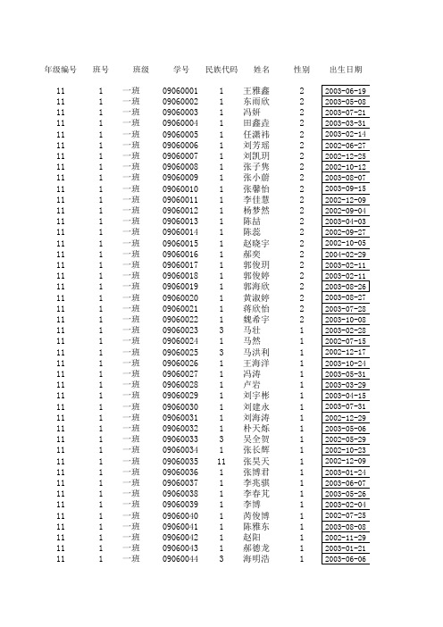 中小学数据导入模版