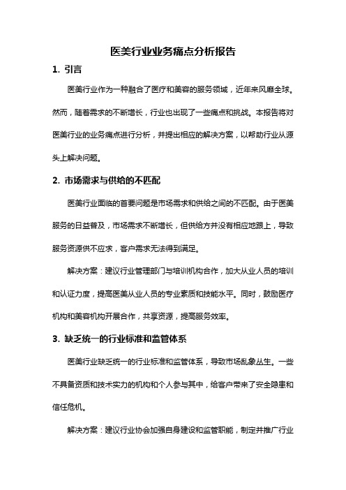 医美行业业务痛点分析报告