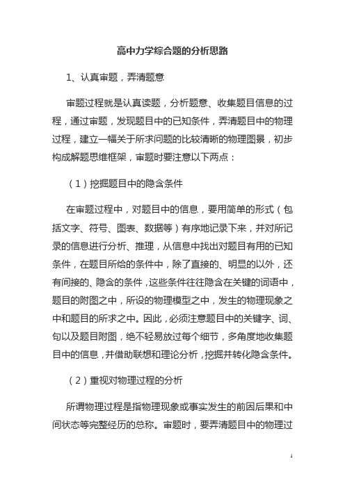 高中力学综合题的分析思路