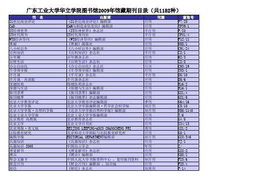 广东工业大学华立学院图书馆2009年馆藏期刊目录(共11