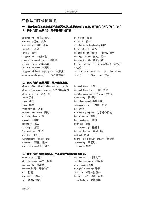 英语的写作常用逻辑衔接词-起承转合