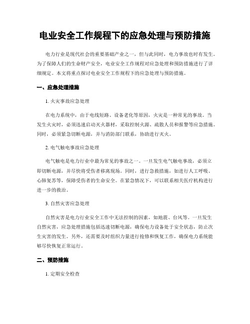 电业安全工作规程下的应急处理与预防措施