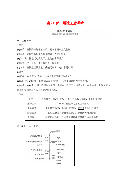 2019版高考历史一轮复习： 资本主义世界市场的形成和发展 第21讲 含答案