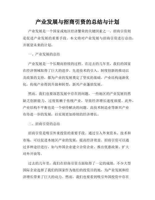 产业发展与招商引资的总结与计划