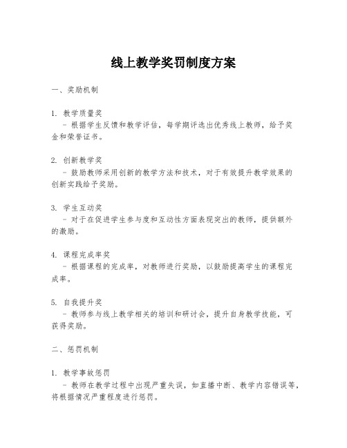 线上教学奖罚制度方案