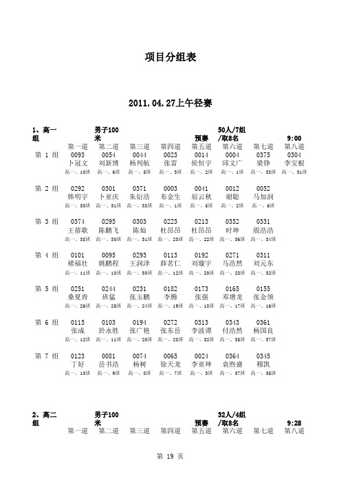 运动会秩序册模版