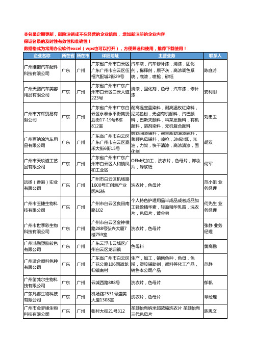 2020新版广东省广州色母工商企业公司名录名单黄页大全235家