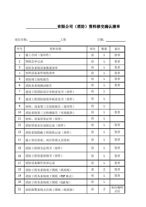 3消防工程移交物业资料