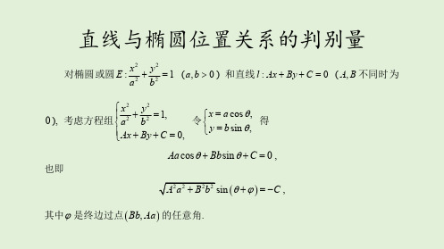 直线与椭圆位置关系的判别量