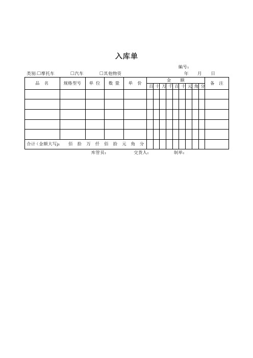 仓库管理表格出入库【范本模板】