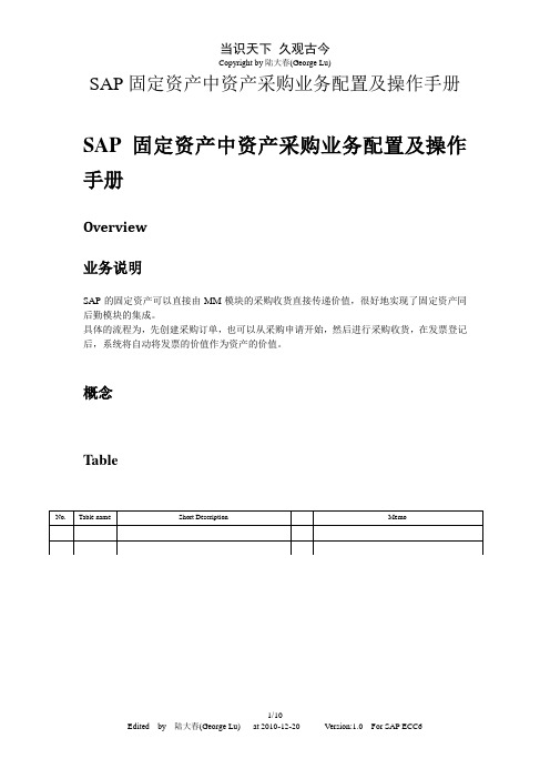 SAP_FI_AA-SAP固定资产中资产采购业务配置及操作手册-V1