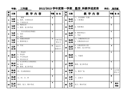 12-13-01三年级数学进度表