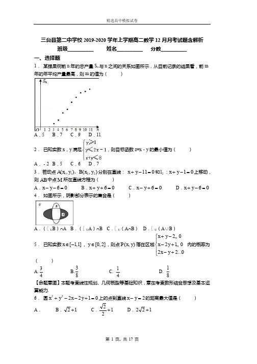 2019-2020学年上学期高二数学12月月考试题含解析(1469)