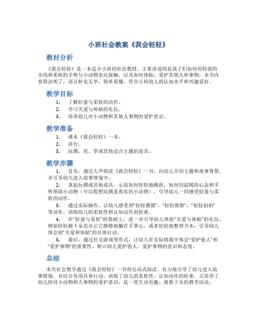 小班社会教案《我会轻轻》