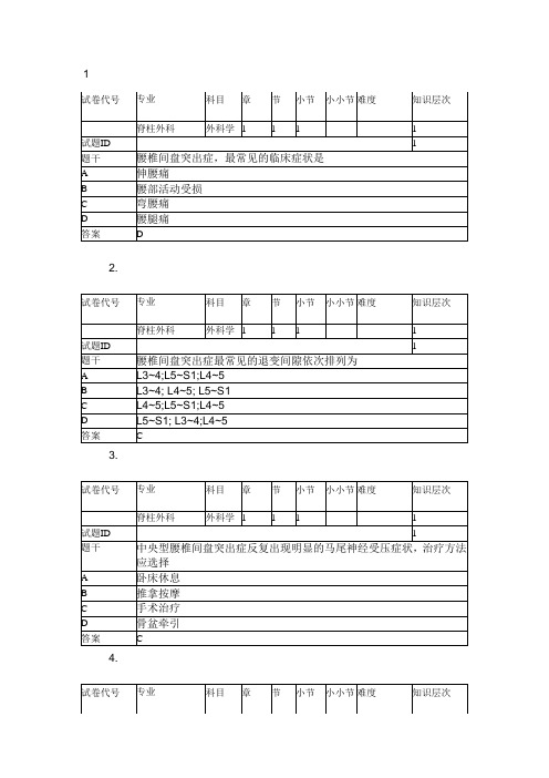 脊柱外一科出科考试试题