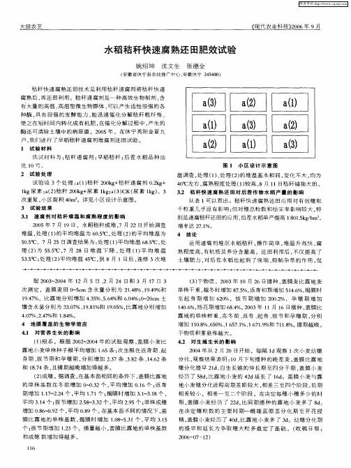 水稻秸秆快速腐熟还田肥效试验