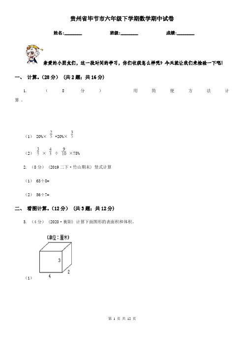 贵州省毕节市六年级下学期数学期中试卷