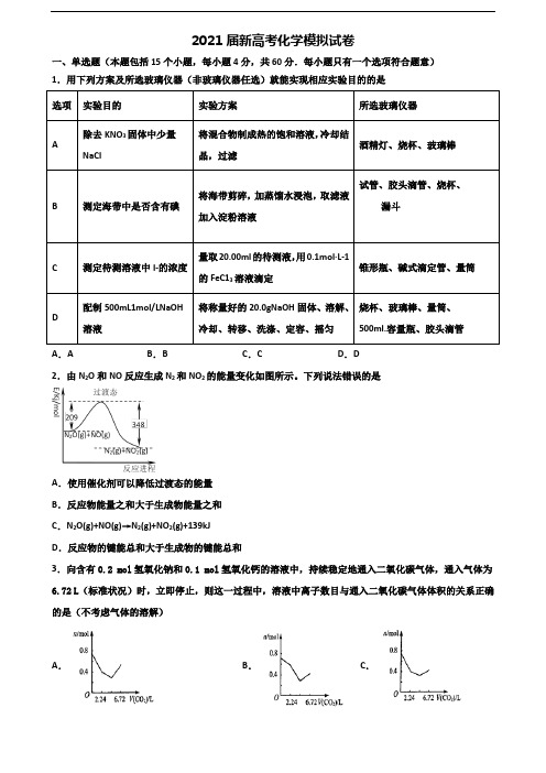 2021届浙江省绍兴市高考化学经典试题