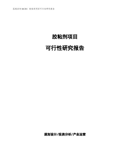 胶粘剂项目可行性研究报告