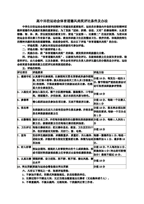 校运会体育道德风尚奖评比条件及办法