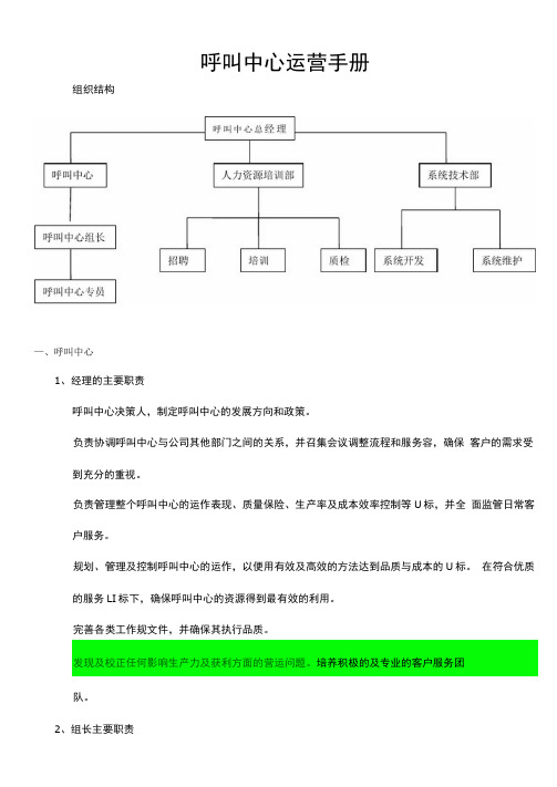 呼叫中心运营手册