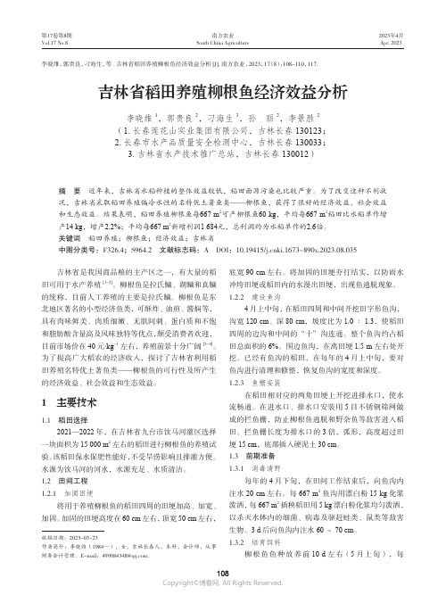 吉林省稻田养殖柳根鱼经济效益分析