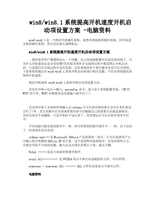 win8win81系统提高开机速度开机启动项设置方案电脑资料