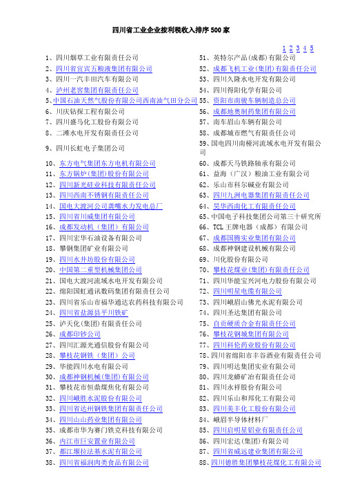 四川企业500强