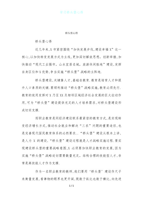 学习桥头堡心得