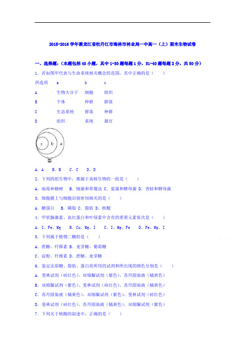 黑龙江省牡丹江市海林市林业局一中2015-2016学年高一