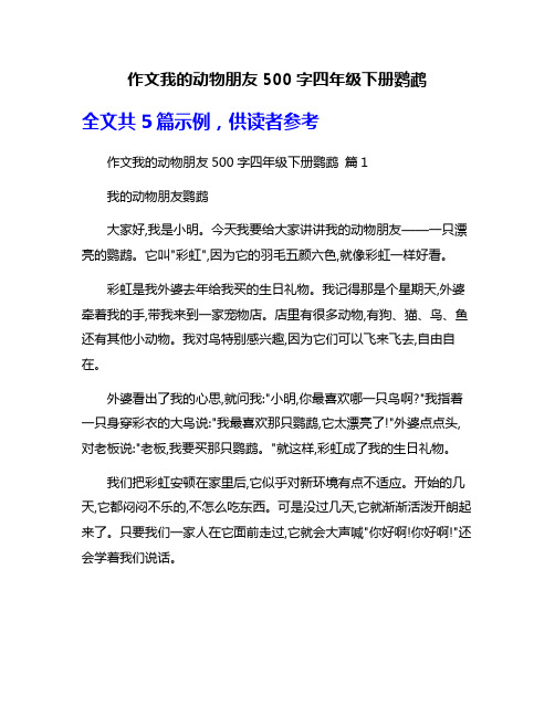 作文我的动物朋友500字四年级下册鹦鹉