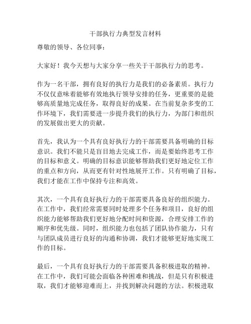 干部执行力典型发言材料