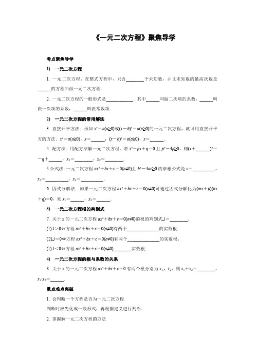 2023-2024学年九年级数学中考数学复习微专题：《一元二次方程》聚焦导学