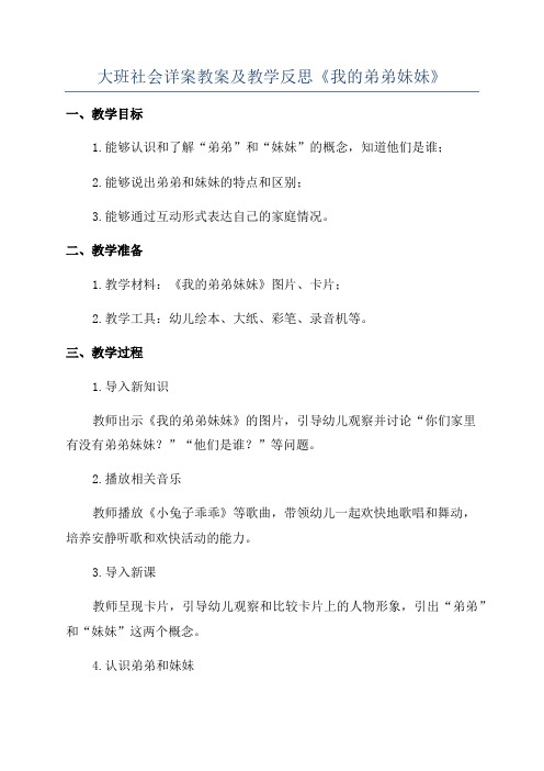 大班社会详案教案及教学反思《我的弟弟妹妹》