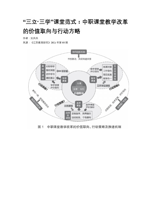 “三立·三学”课堂范式：中职课堂教学改革的价值取向与行动方略