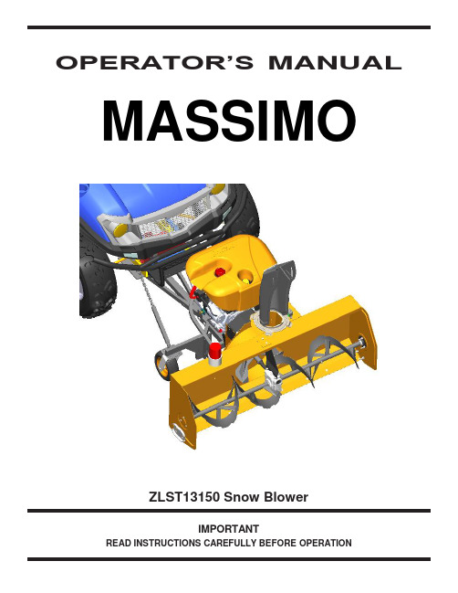 Massimo ZLST13150 Snow Blower 说明书