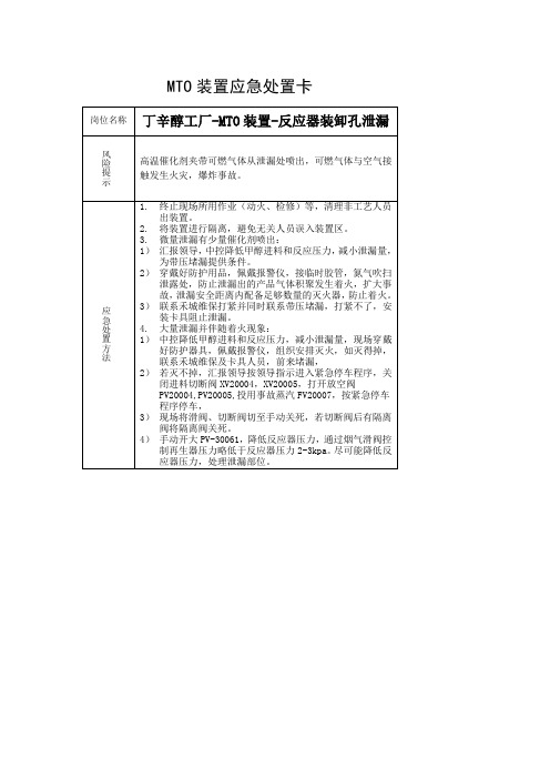 丁辛醇工厂-MTO装置-反应器装卸孔泄漏