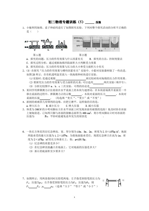 初二物理专题训练(5)——压强