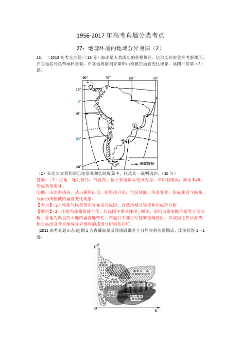 考点27：地理环境的地域分异规律(2)