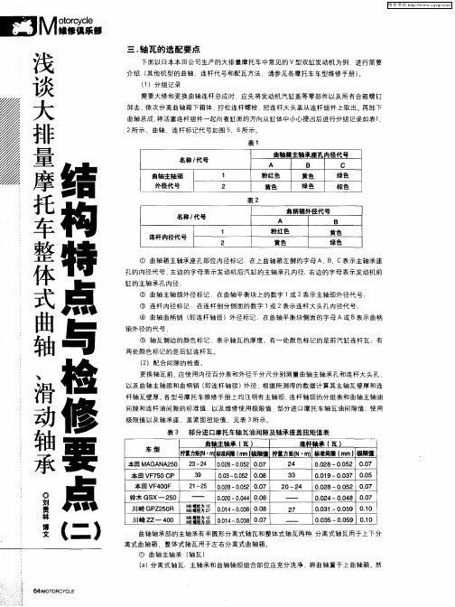 浅谈大排量摩托车整体式曲轴、滑动轴承：结构特点与检修要点(二)