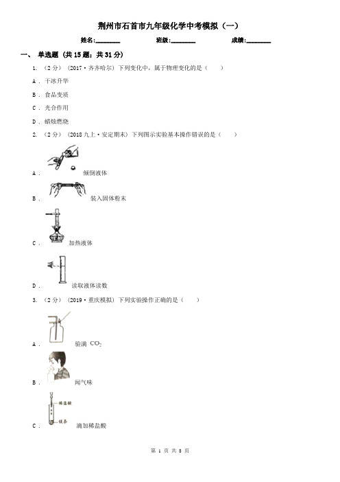 荆州市石首市九年级化学中考模拟(一)