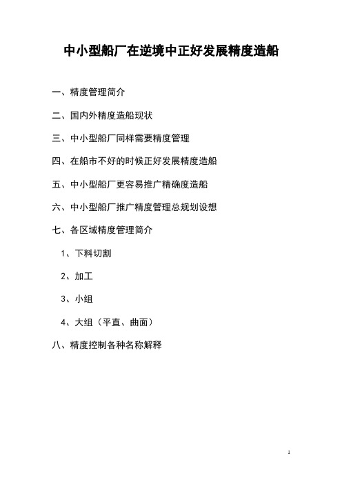 中小型船厂在逆境中正好发展精度造船