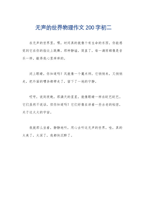 无声的世界物理作文200字初二