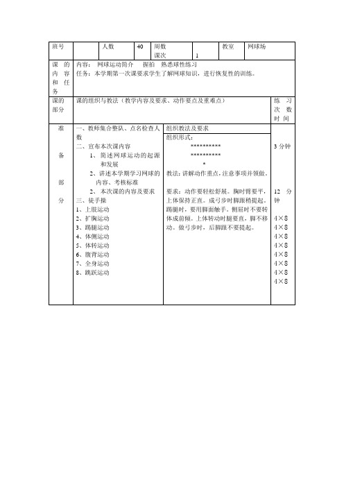 网球教案 大学体育 国家级精品课程教案 31页