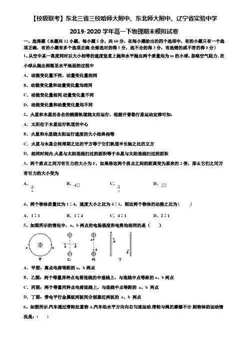 【校级联考】东北三省三校哈师大附中、东北师大附中、辽宁省实验中学2019-2020学年高一下物理期末模拟试卷