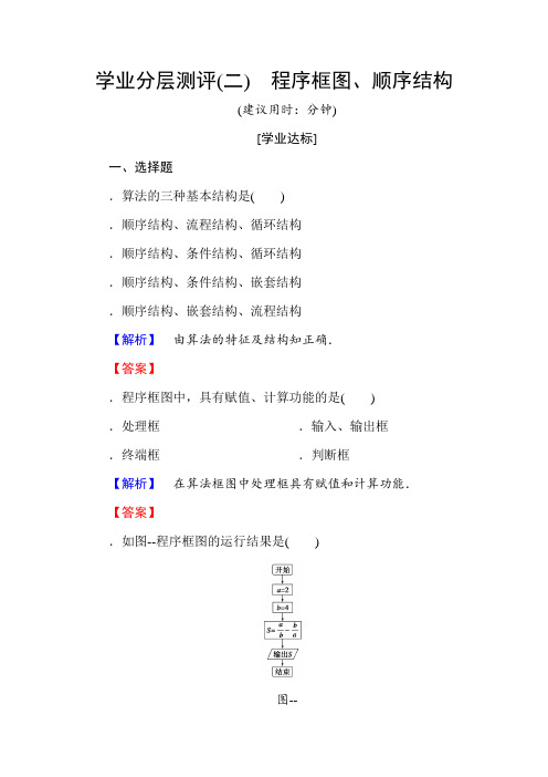 高一数学人教A版必修3学业分层测评2 程序框图、顺序结构 Word版含解析