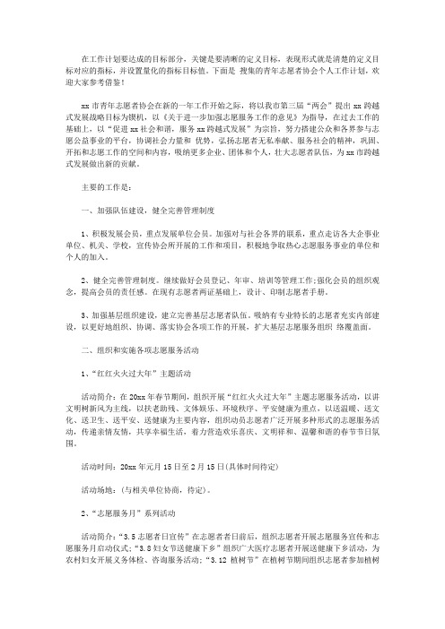 2020青年志愿者协会个人工作计划