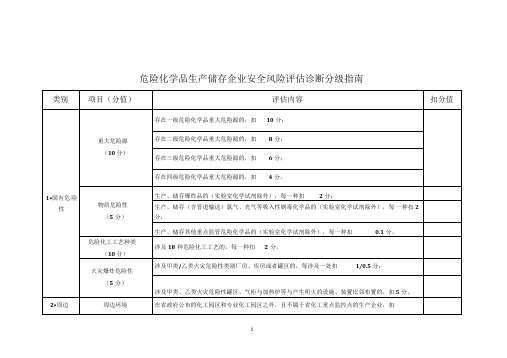 危险化学品生产储存企业安全风险评估诊断分级指南(参考范本)